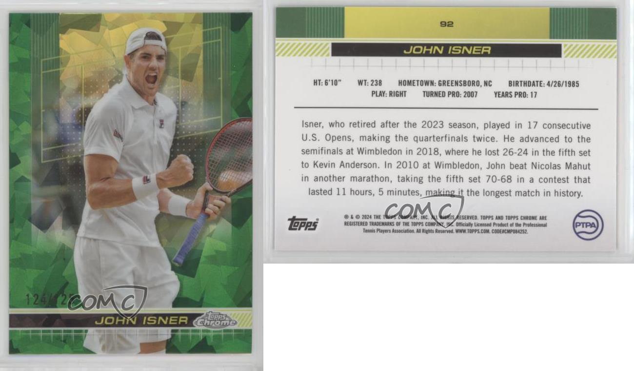 Topps Edición Zafiro Cromo 2024 Verde/125 John Isner #92 - Imagen 3 de 3