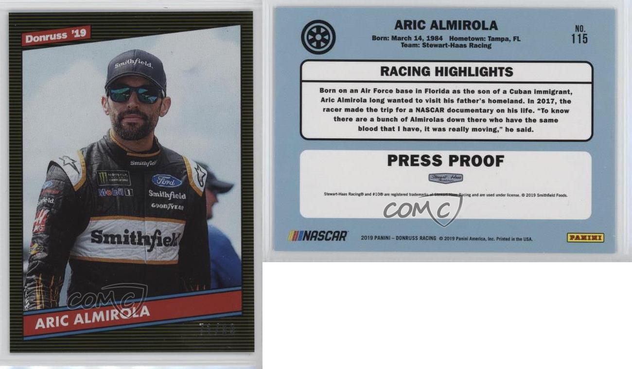 2019 Panini Donruss NASCAR Retro 1986 Gold Press Proof /99 Aric Almirola #115 - Bild 4 von 4