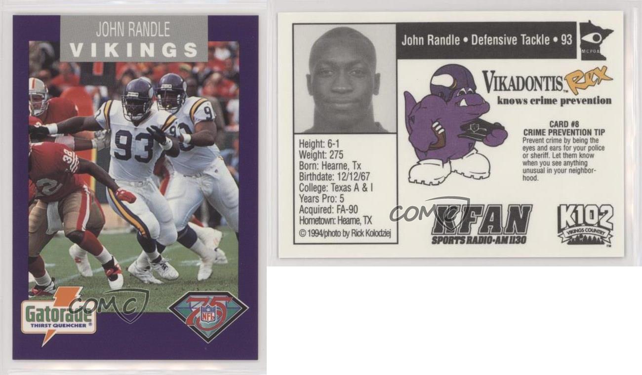 1994 Gatorade Minnesota Vikings Crime Prevention John Randle #8 HOF