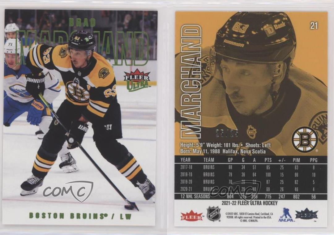 Lámina ultra verde Fleer de cubierta superior 2021-22/25 Brad Marchand #21 - Imagen 4 de 4