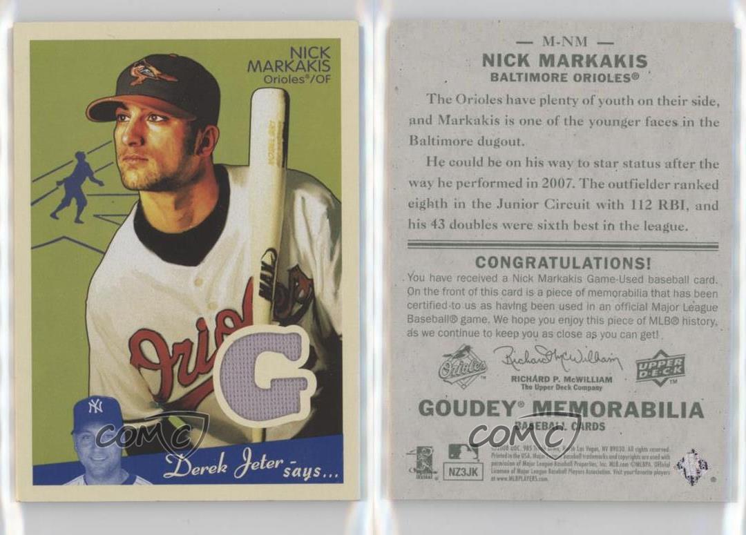 2008 Upper Deck Goudey Memorabilia Nick Markakis #M-NM - Imagen 3 de 3