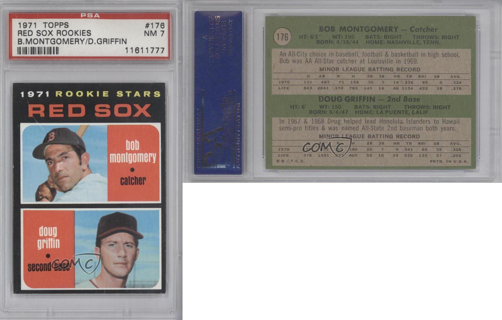 1971 Topps #176 Bob Montgomery Doug Griffin PSA 7 NM Boston Red Sox RC Rookie