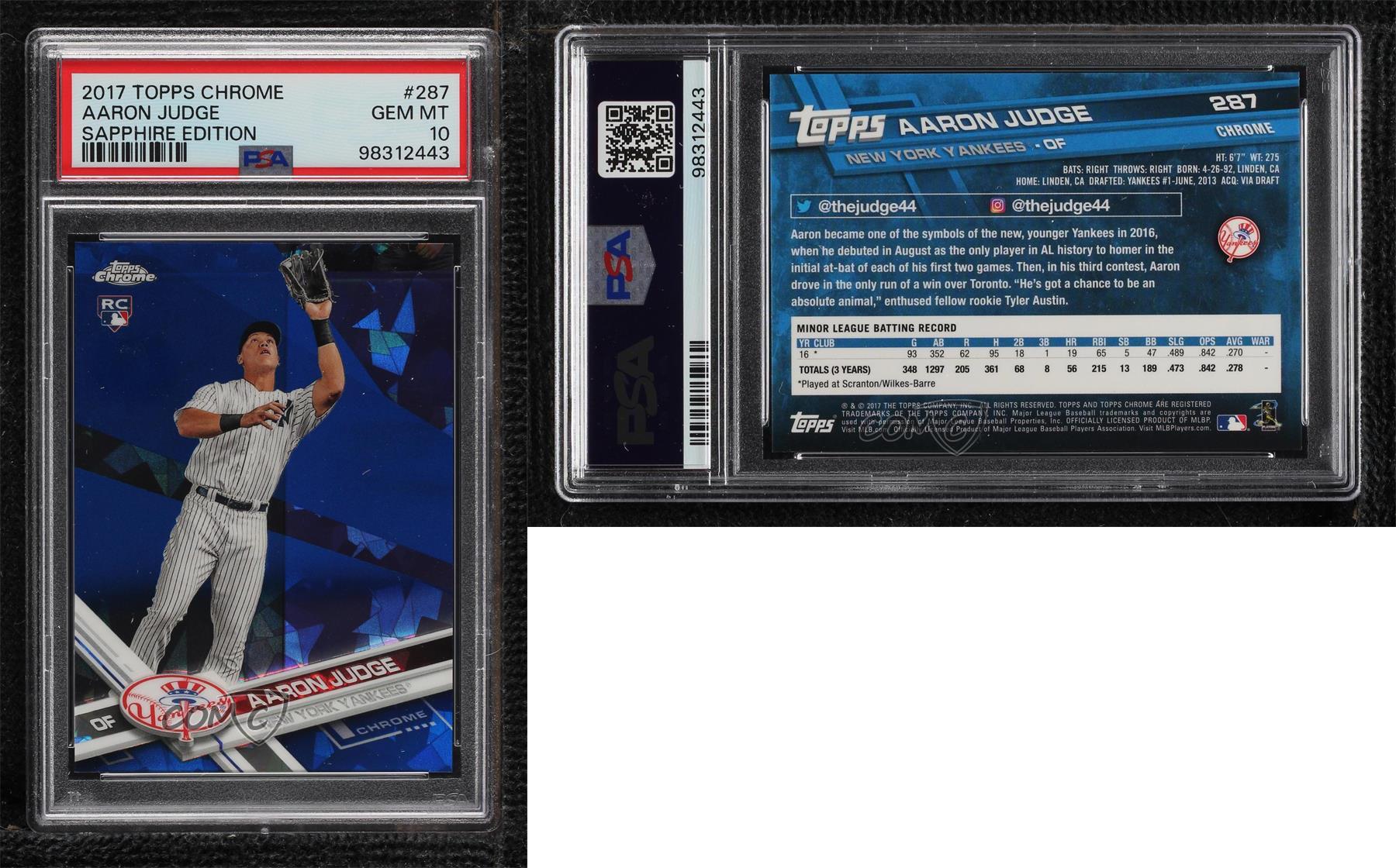 Topps Chrome Aaron Judge RC Auto /250枚貴重 AARON JUDGE 2017 Topps Chrome PURPLE REFRACTOR AUTO #'d /250