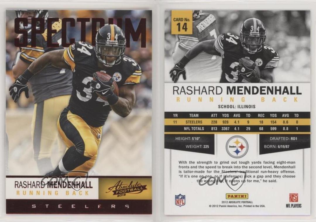 2012 Absolute RASHARD MENDENHALL 24/25 Spectrum Pittsburgh Steelers ~JU10A