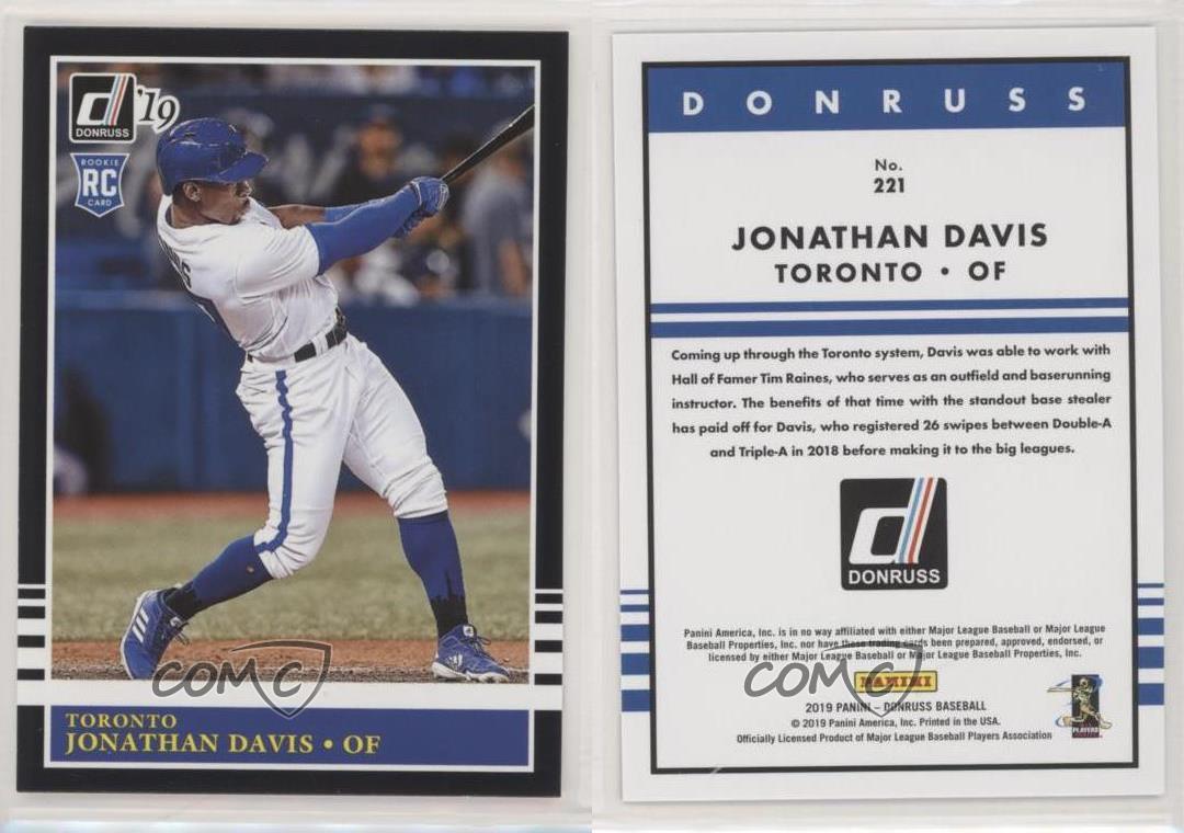  2019 Donruss #221 Jonathan Davis Toronto Blue Jays Retro 1985  Baseball Card : Collectibles & Fine Art