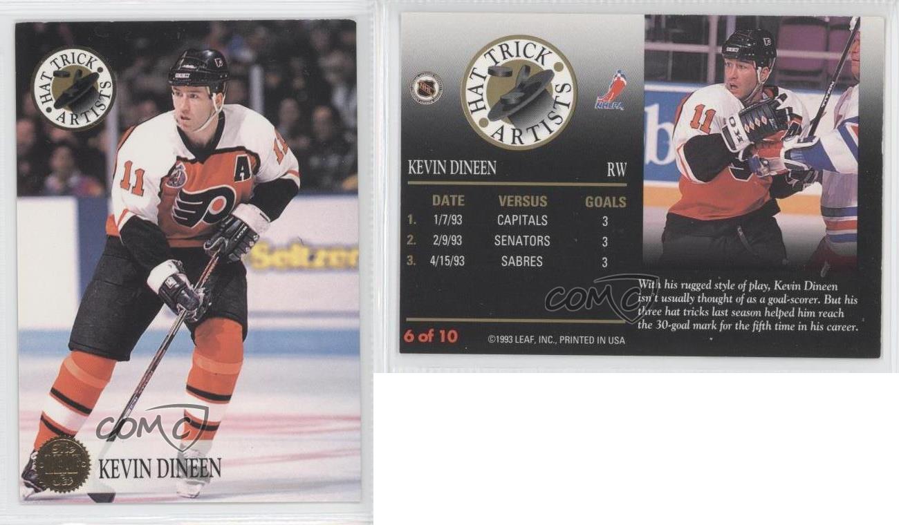 1993 94 leaf hat trick artists 6 kevin dineen philadelphia flyers flyers hat tricks