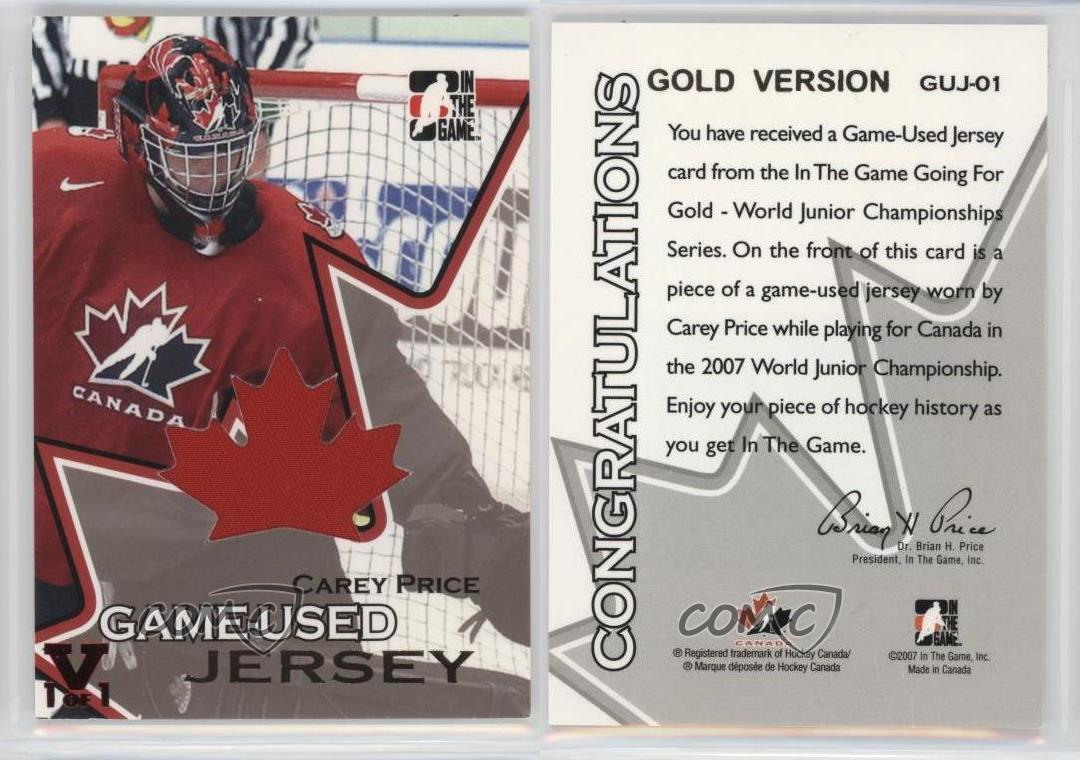 carey price world junior jersey