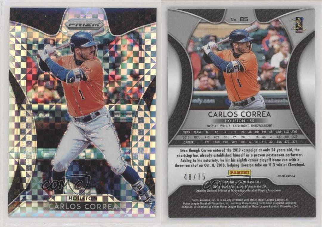 2019 Panini Prizm #85 Carlos Correa Houston Astros Baseball Card 