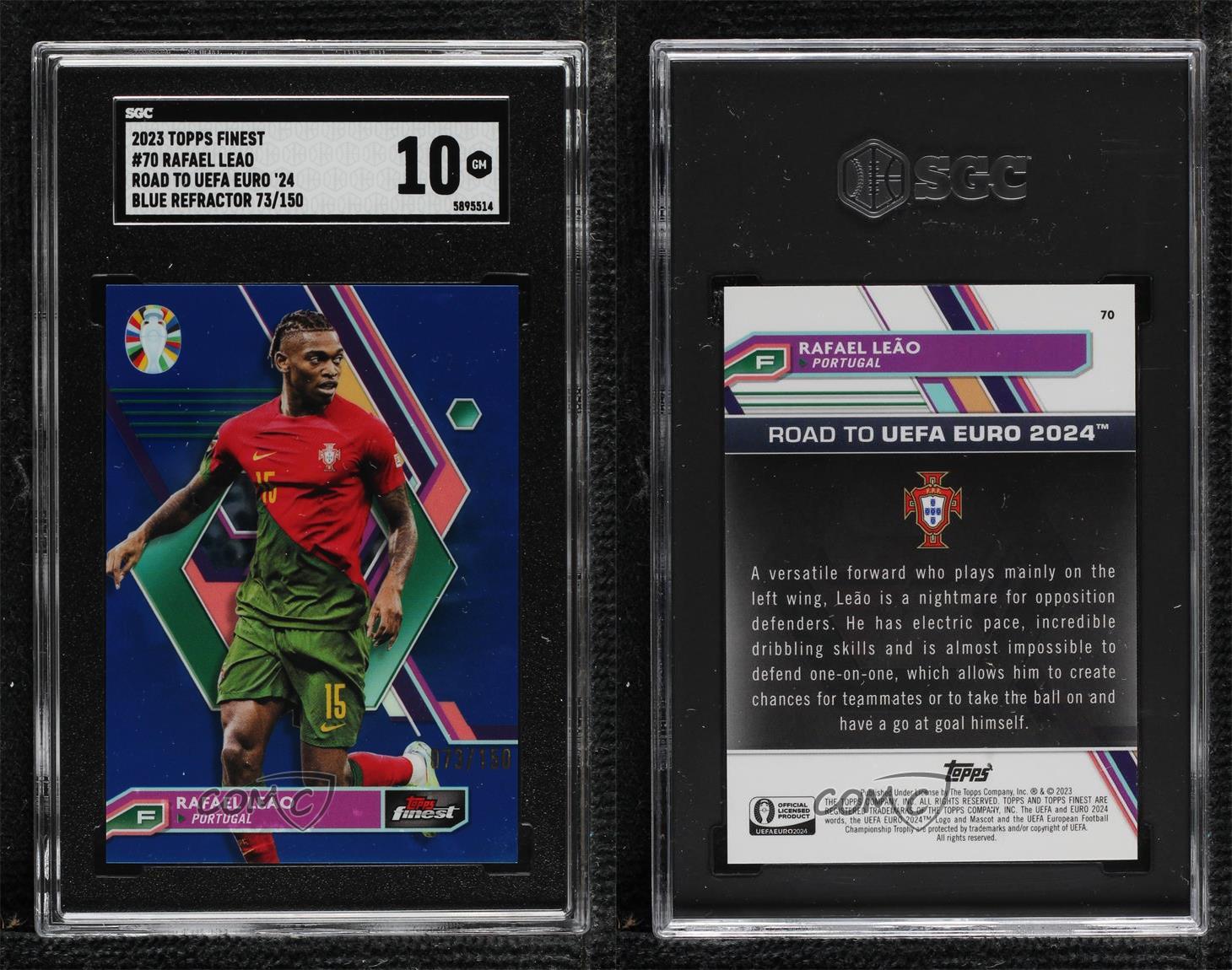 2023 Finest Road to UEFA Euro 2024 Blue Refractor Rafael Leao Leão SGC 10 GEM