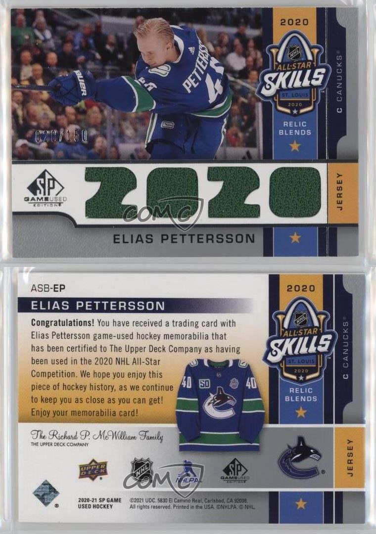 2020 SP Game Used NHL All-Star Skills Relic Blends /150 Elias Pettersson #ASB-EP