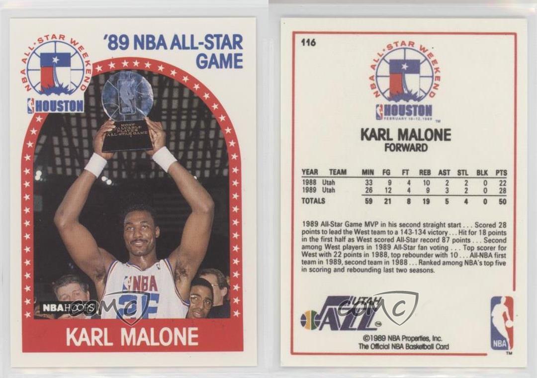 1989-90 NBA Hoops Karl Malone Carte #30 ~ sports professionnels Authenticator classé 9 Comme neuf ~ frais de livraison groupés 