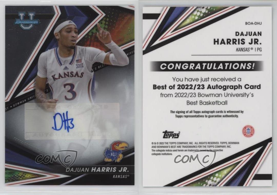 2022-23 Bowman University Best of 2022-23 Dajuan Harris Jr #BOA-DHJ Auto