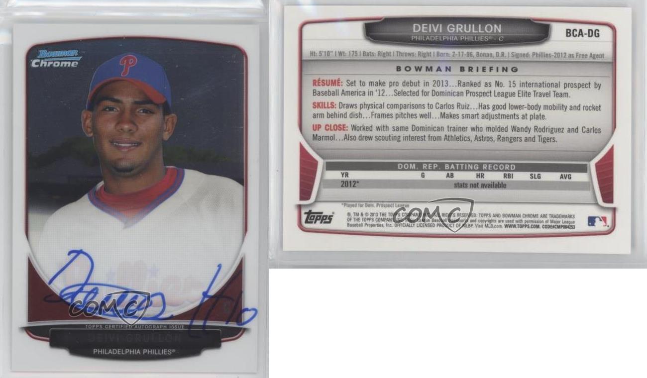 2013 Bowman Chrome Prospects Auto Deivi Grullon #BCA-DG Auto