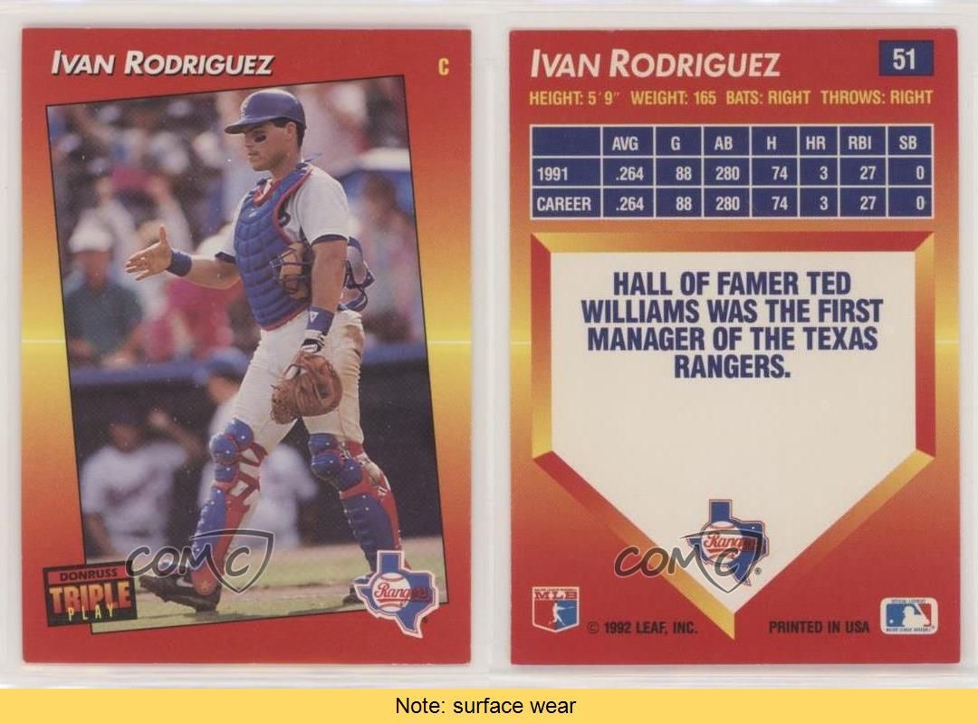  1992 Triple Play Baseball Card #51 Ivan Rodriguez