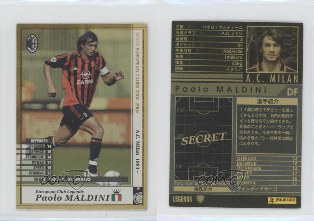 05 06 Panini Wccf European Clubs European Club Legends Paolo Maldini Ebay