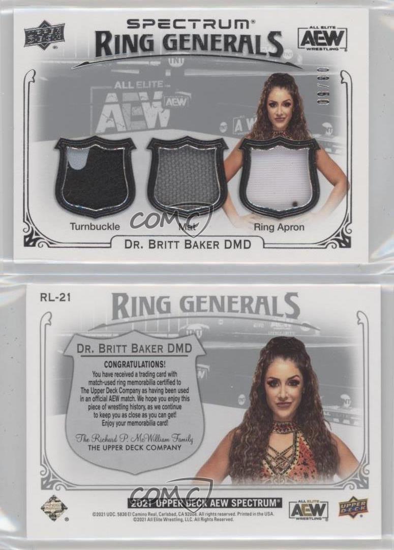 2021 Upper Deck AEW Spectrum Ring Generals Relics /50 Dr Britt Baker Rookie RC