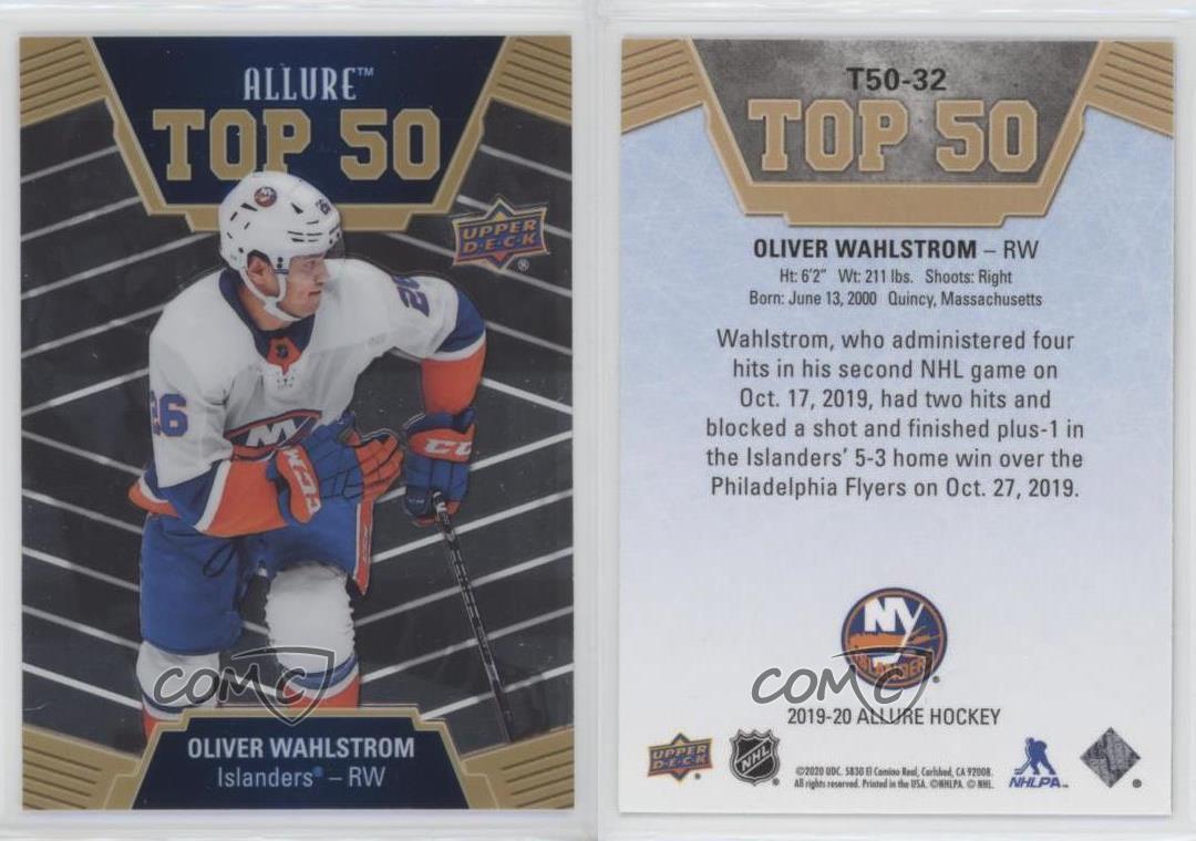 2019-20 Upper Deck Allure Top 50 Oliver Wahlstrom #T50-32 Rookie RC