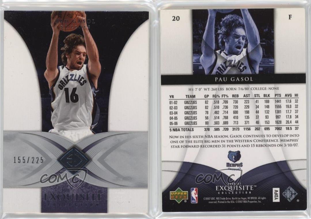2006-07 Upper Deck Exquisite Collection /225 Pau Gasol #20 HOF - Picture 3 of 3