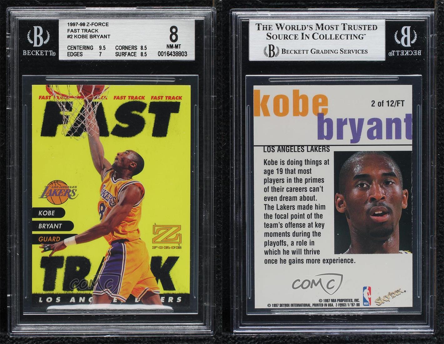 1997-98 Skybox Z-Force Fast Track Kobe Bryant #2FT BGS 8 HOF