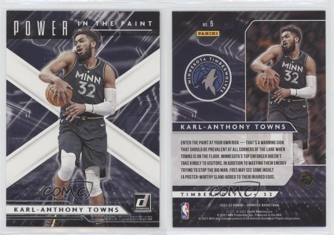 2021-22 Donruss Karl-Anthony Towns Minnesota Timberwolves #5 Power in the  Paint
