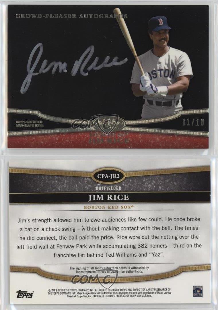 Tinta plateada Topps Tier One Crowd-Pleaser 2013/10 Jim Rice #CPA-JR2 automático patio - Imagen 3 de 3