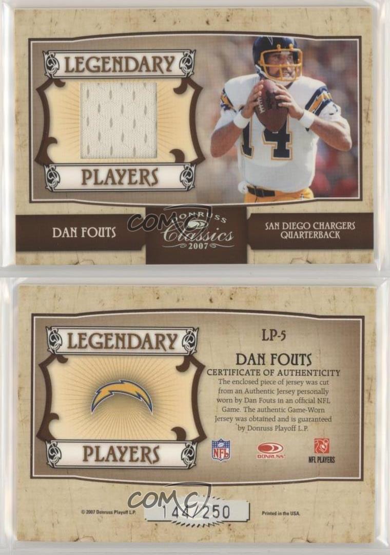 Dan Fouts 2007 Donruss Classics Legendary Players Jersey Swatch 05/25 #LP-5  San Diego Chargers