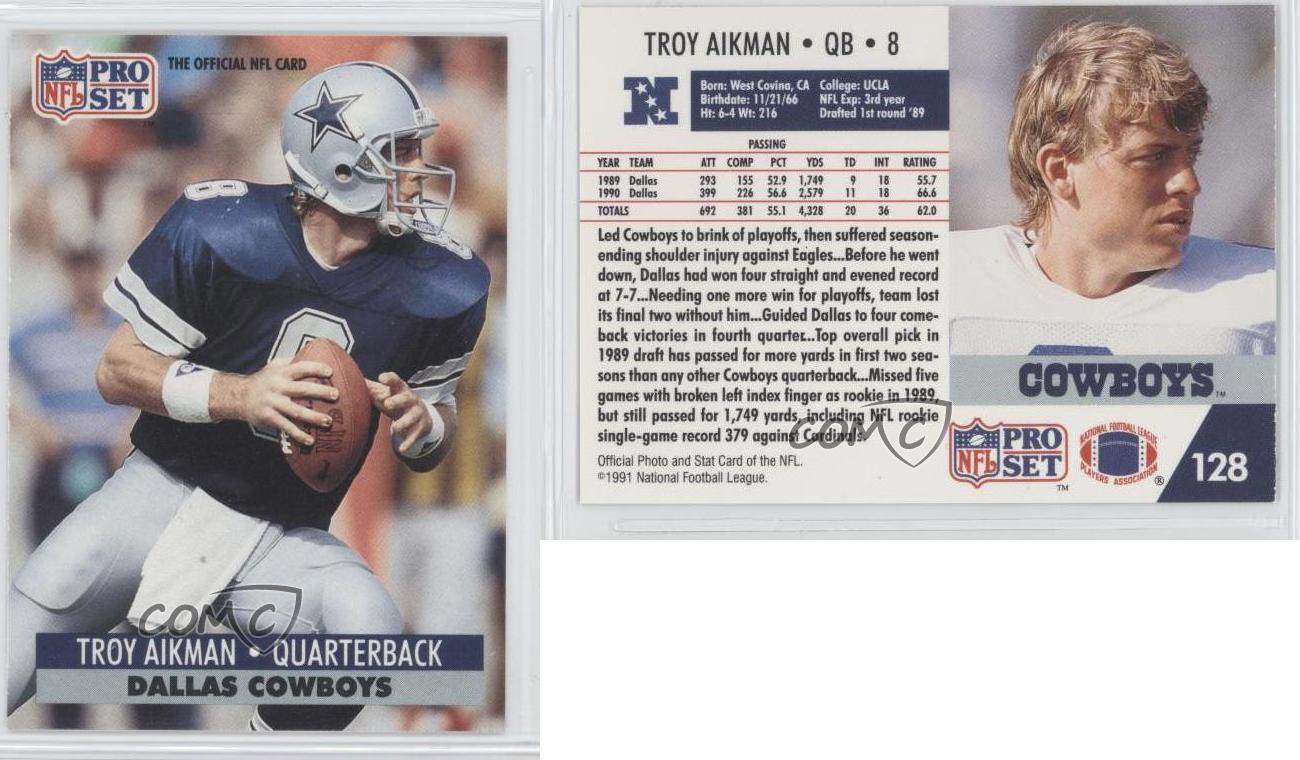 1991 Pro Set 128 Troy Aikman Dallas Cowboys Football Card eBay