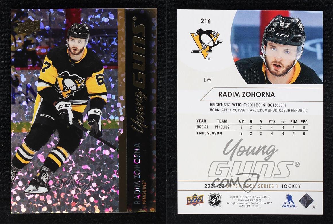 2021-22 UD Series 1 Base Young Guns #216 Radim Zohorna - Pittsburgh  Penguins!
