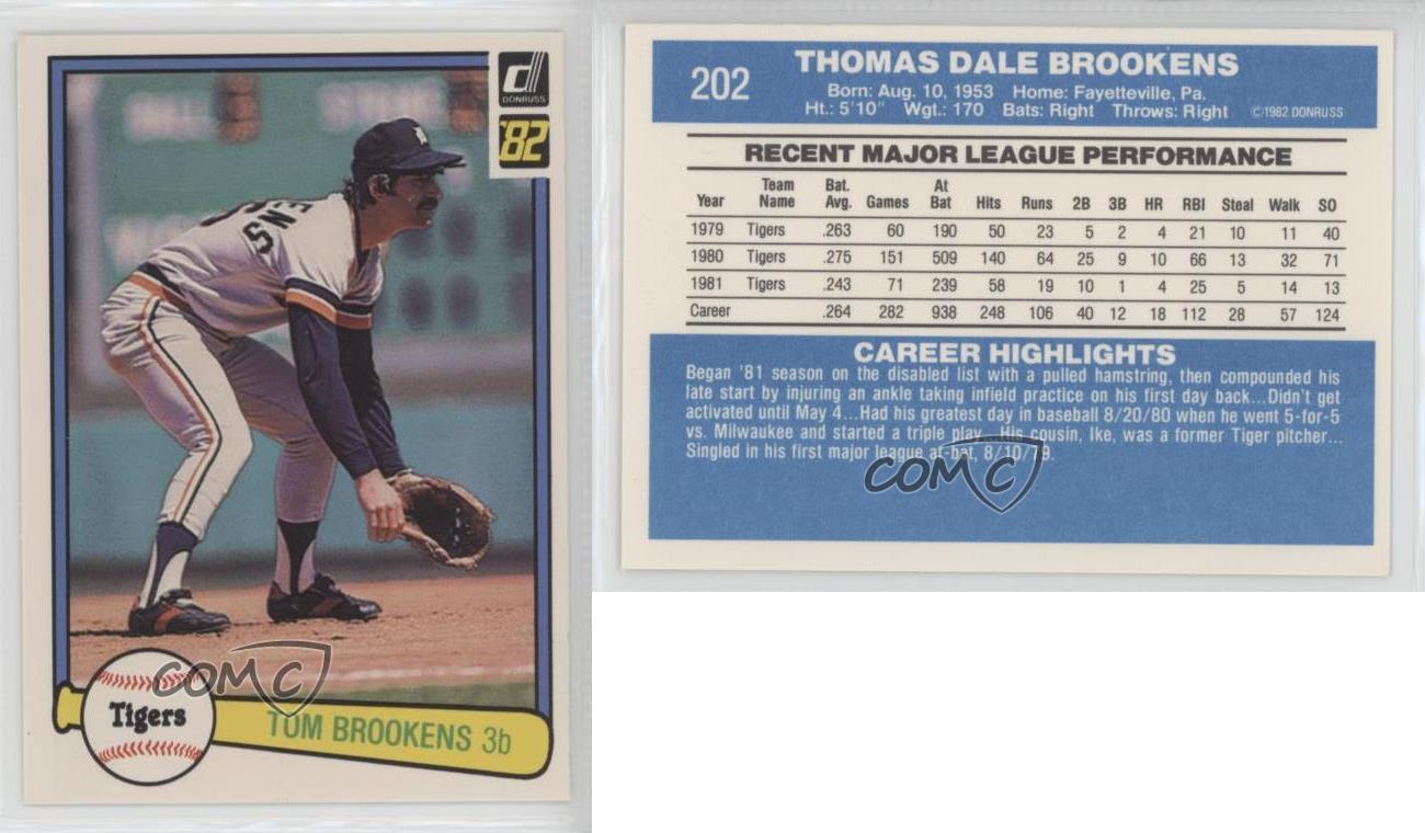 Tom Brookens autographed Baseball Card (Detroit Tigers) 1982 Donruss #202