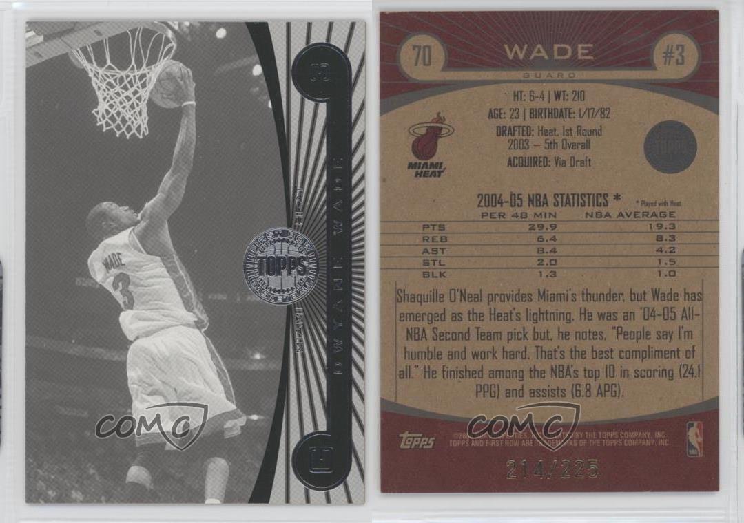 2005-06 Topps First Row #70 Dwyane Wade Miami Heat Basketball Card 