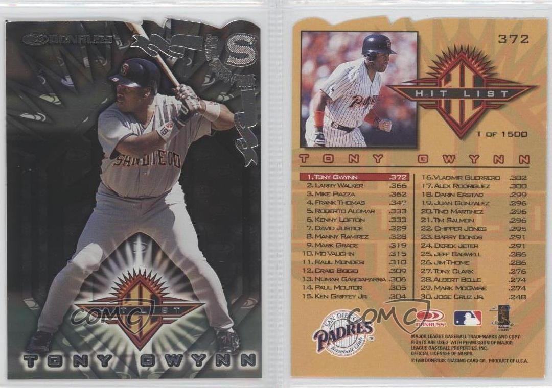 Sold at Auction: Only 1500 Produced - Tony Gwynn 1998 Donruss Silver Press  Proof #372 Insert Card