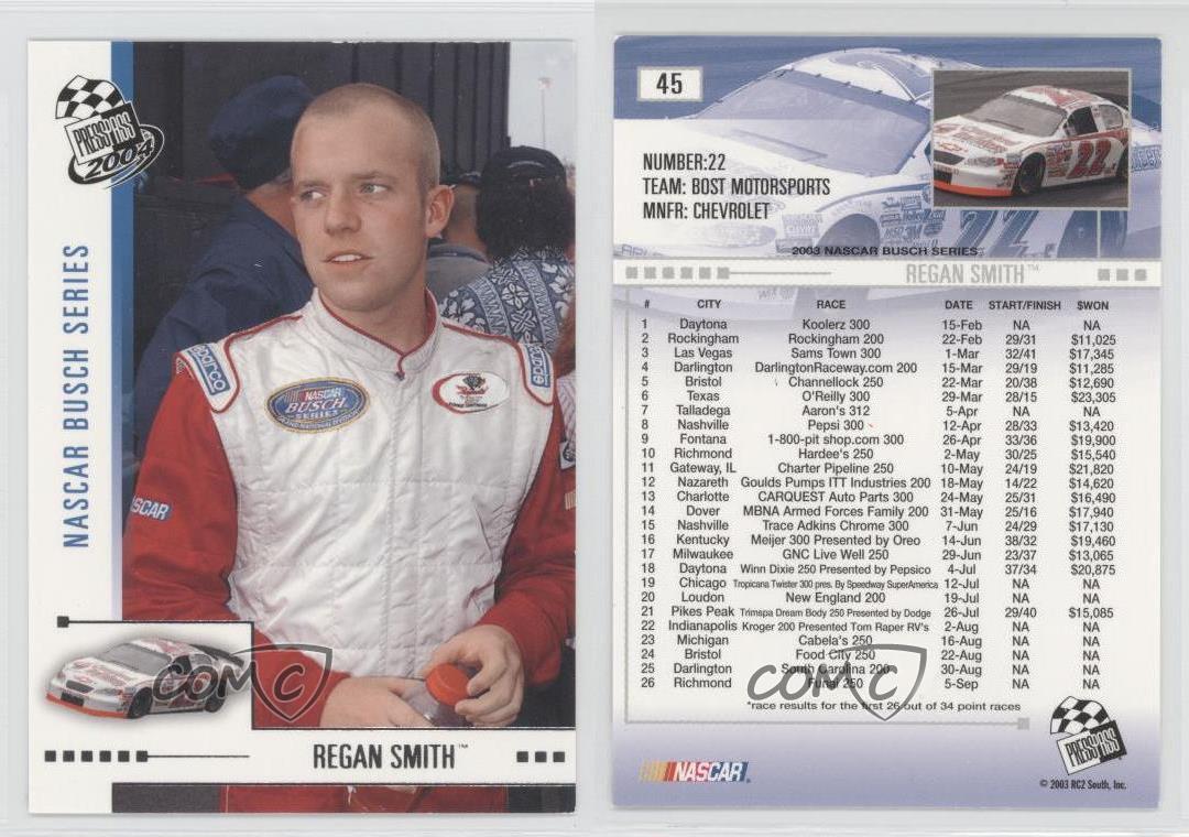 2004 Press Pass NASCAR Busch Series Regan Smith #45 eBay