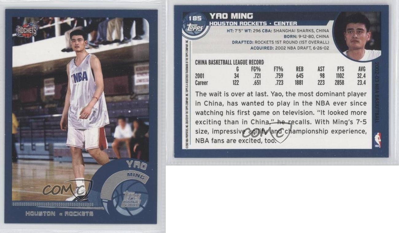 200203 Topps 185 Yao Ming Houston Rockets RC Rookie Basketball Card