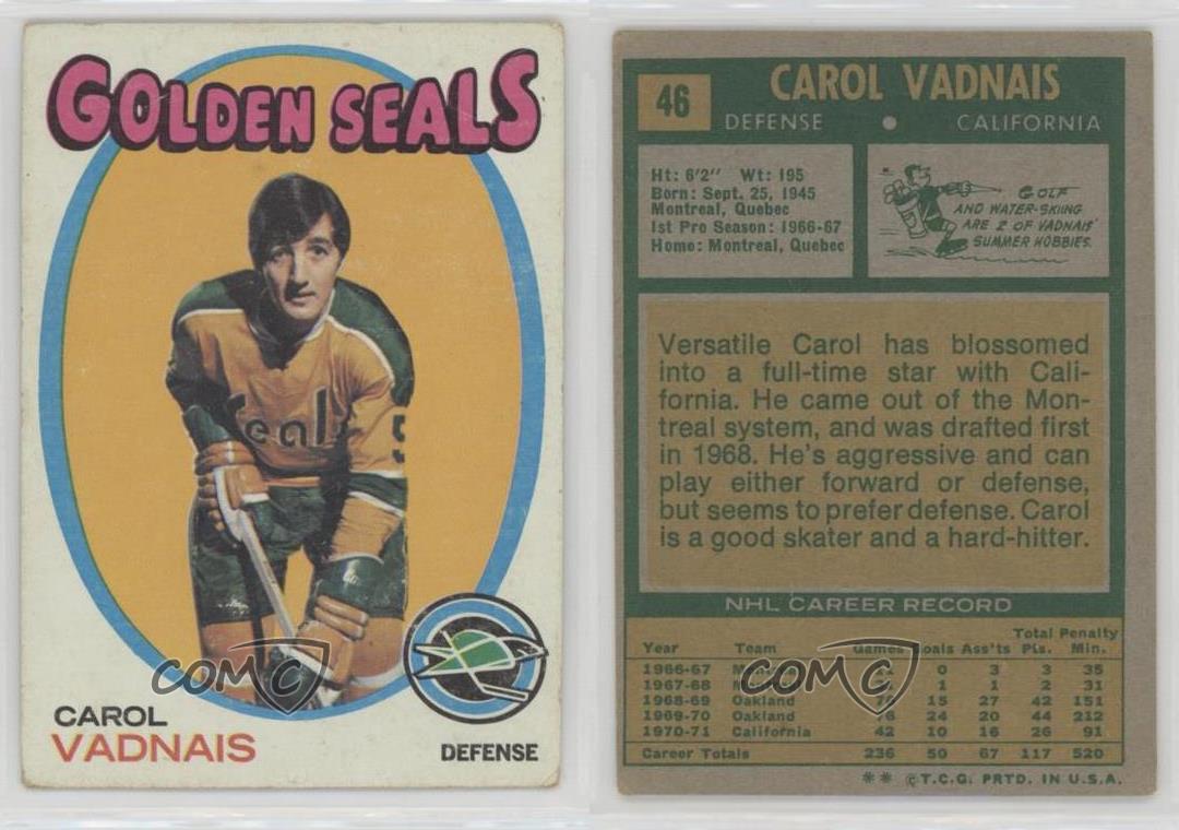 1971-72 Topps Carol Vadnais #46