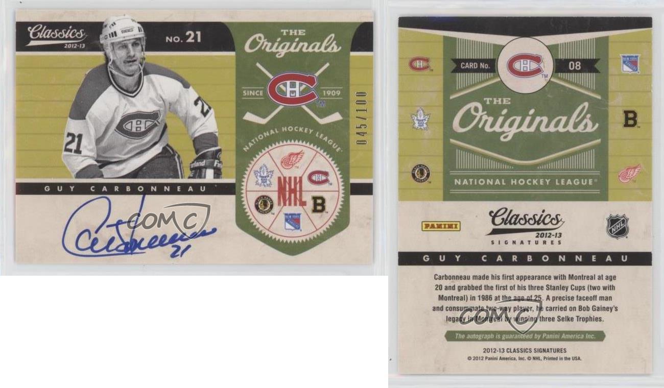 2012 Panini Classics Signatures The Originals /100 Guy Carbonneau #O8 Auto HOF - Picture 3 of 3