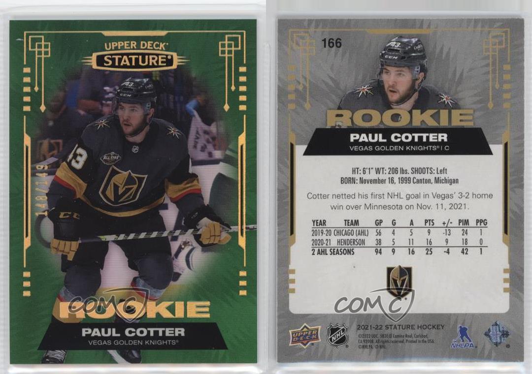 2021-22 Upper Deck Stature Rookies Green /149 Paul Cotter #166 Rookie RC