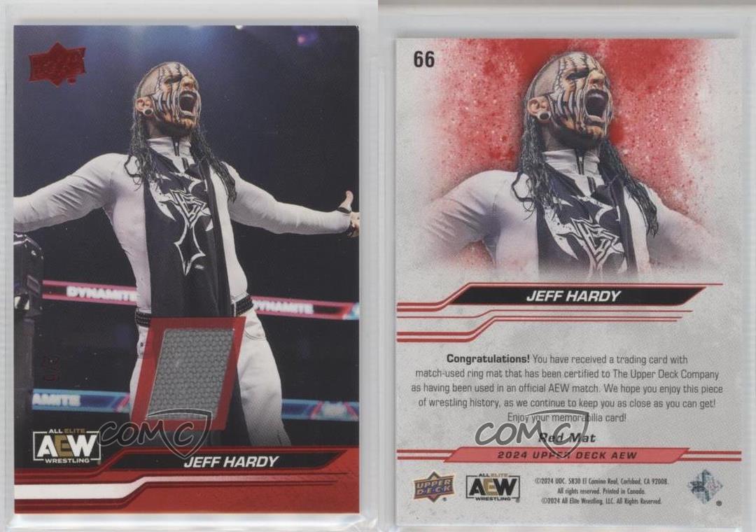 2024 Upper Deck AEW All Elite Wrestling Red Mat Relics/5 Jeff Hardy #66 - Imagen 3 de 3
