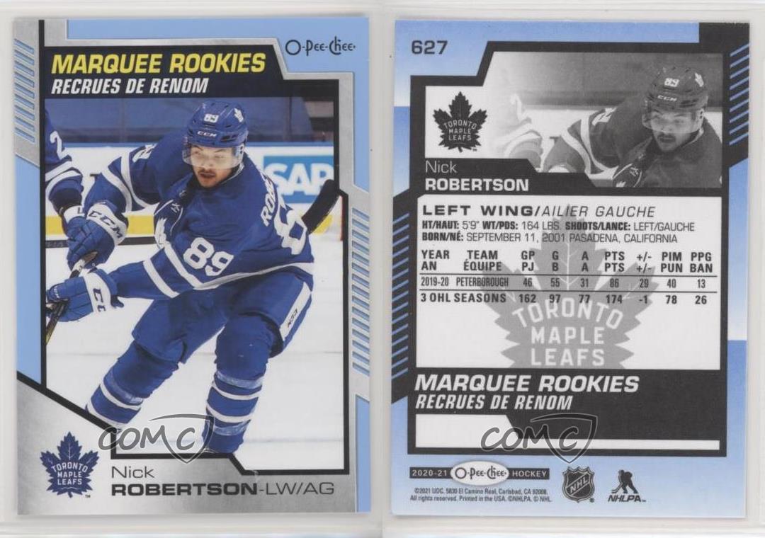 2020-21 O-Pee-Chee Update Hockey Blue Border #627 Nick Robertson