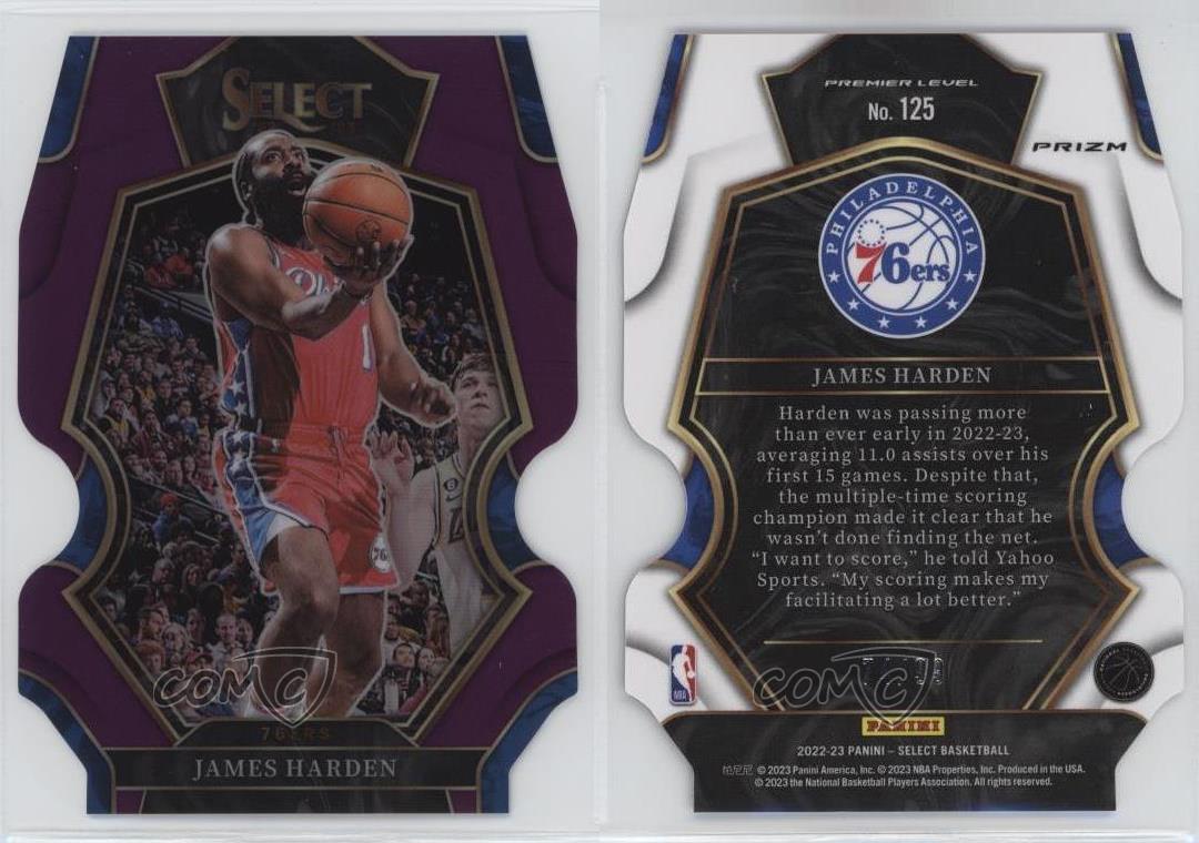 2022-23 Panini Select Premier Level Purple Prizm Die-Cut /99 James Harden #125