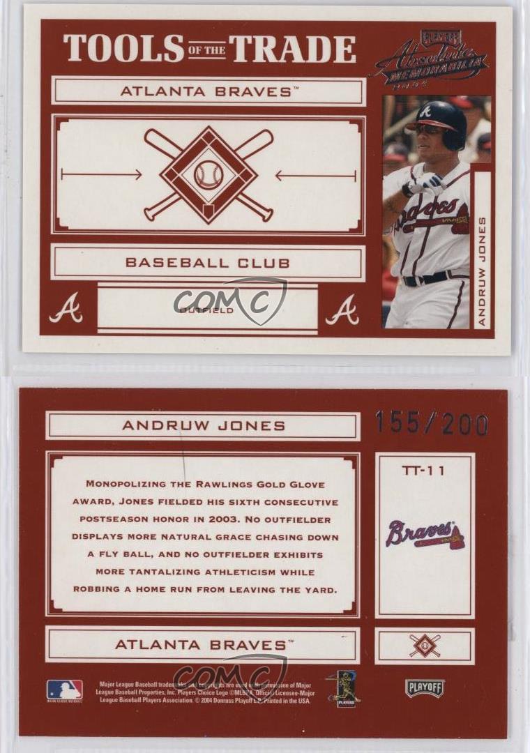 2004 Playoff Memorabilia Assoluti Strumenti del Mestiere Rosso /200 Andruw Jones - Foto 3 di 4