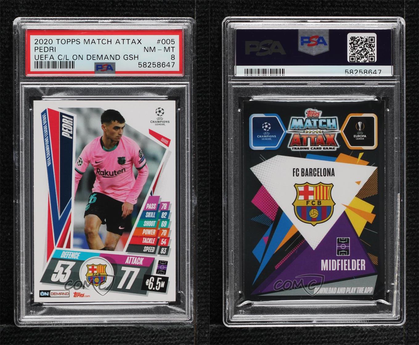2020-21 Topps Match Attax UCL On Demand Pack 1 Pedri #OD005 PSA 8 Rookie RC - Picture 3 of 5