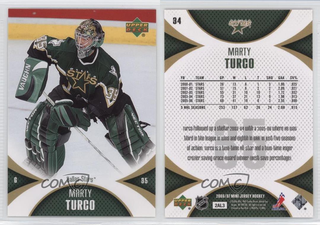 2001-02 Upper Deck Goaltenders Jerseys Marty Turco #GJ-MT 