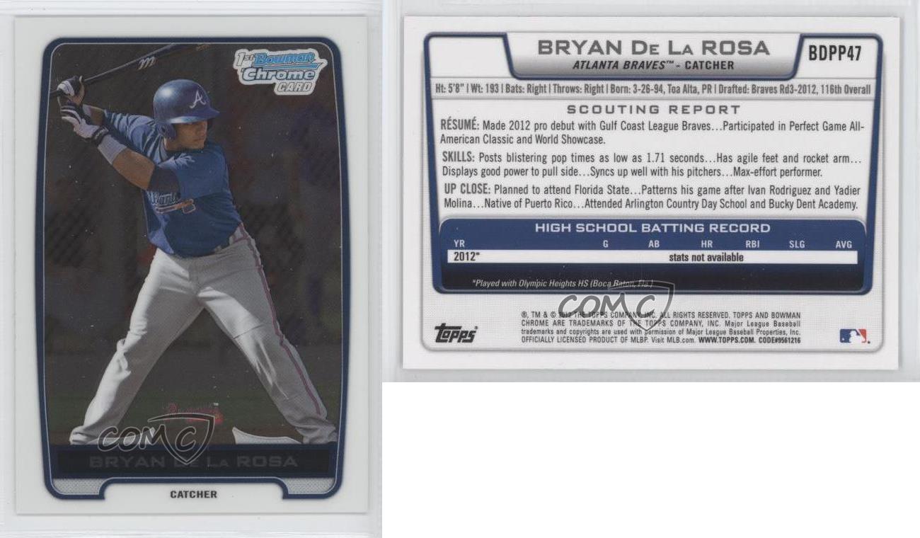 Specific Item:$0.99 #19287337 7at:2012 Bowman Draft Chrome Draft Picks Bryan De La Rosa #BDPP47