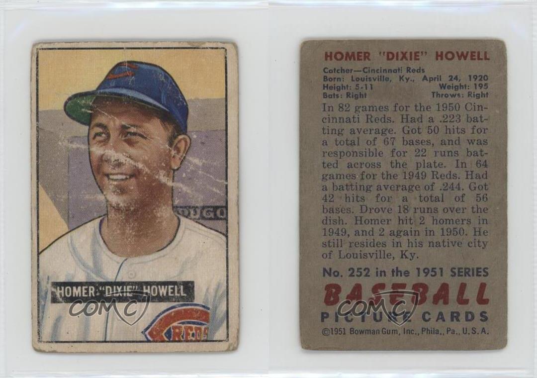 1951 Bowman Dixie Howell Homer 'Dixie' Howell #252 Rookie RC - Picture 4 of 4