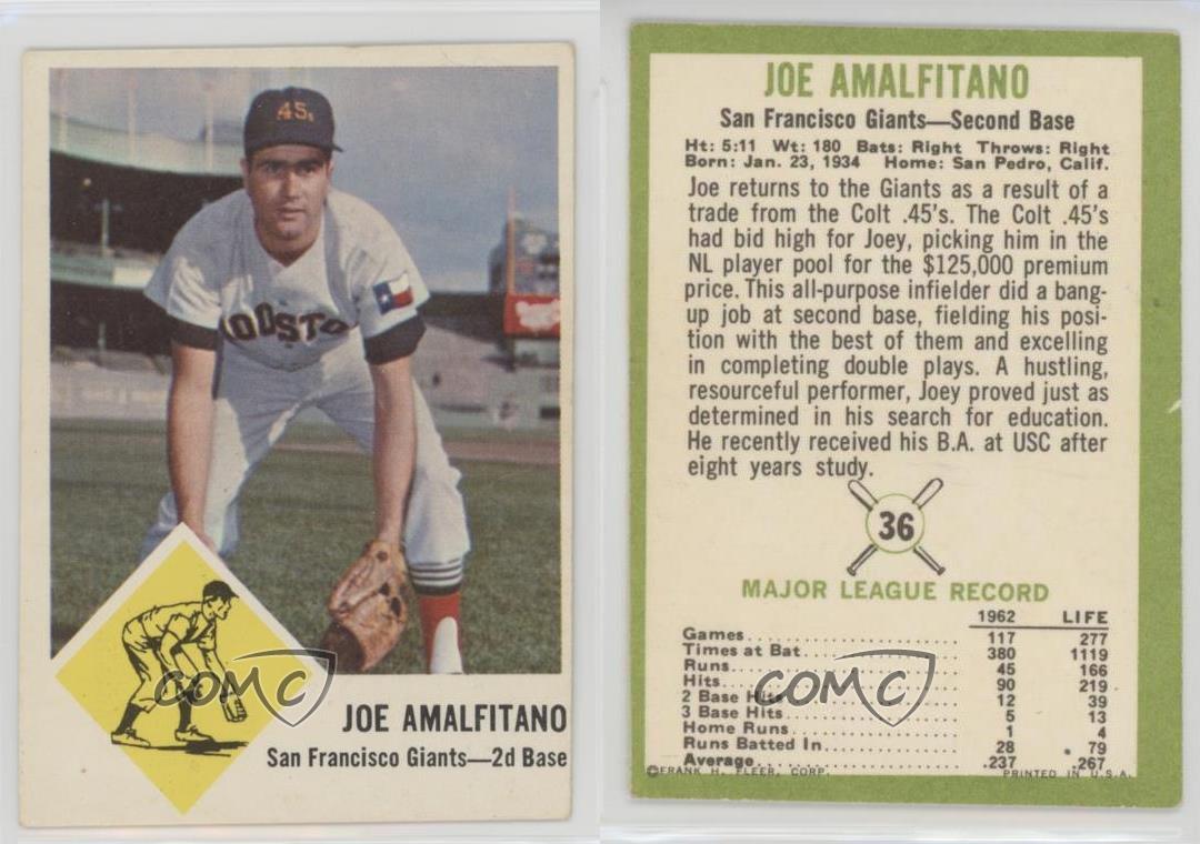 apba baseball 1962 joe amalfitano card apba baseball 1962 joe amalfitano card