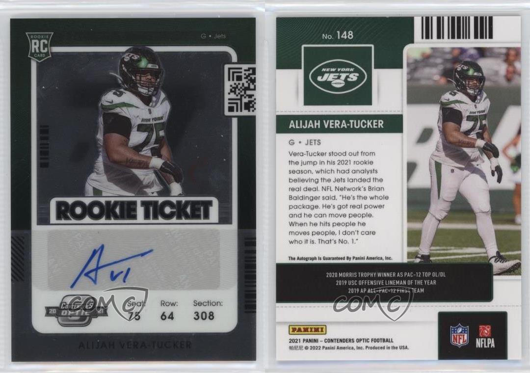 2021 Panini Contenders Alijah Vera-Tucker ROOKIE AUTO #148 MBA AUTH -  Weekly Sunday Auction - Closing July 23, 2023