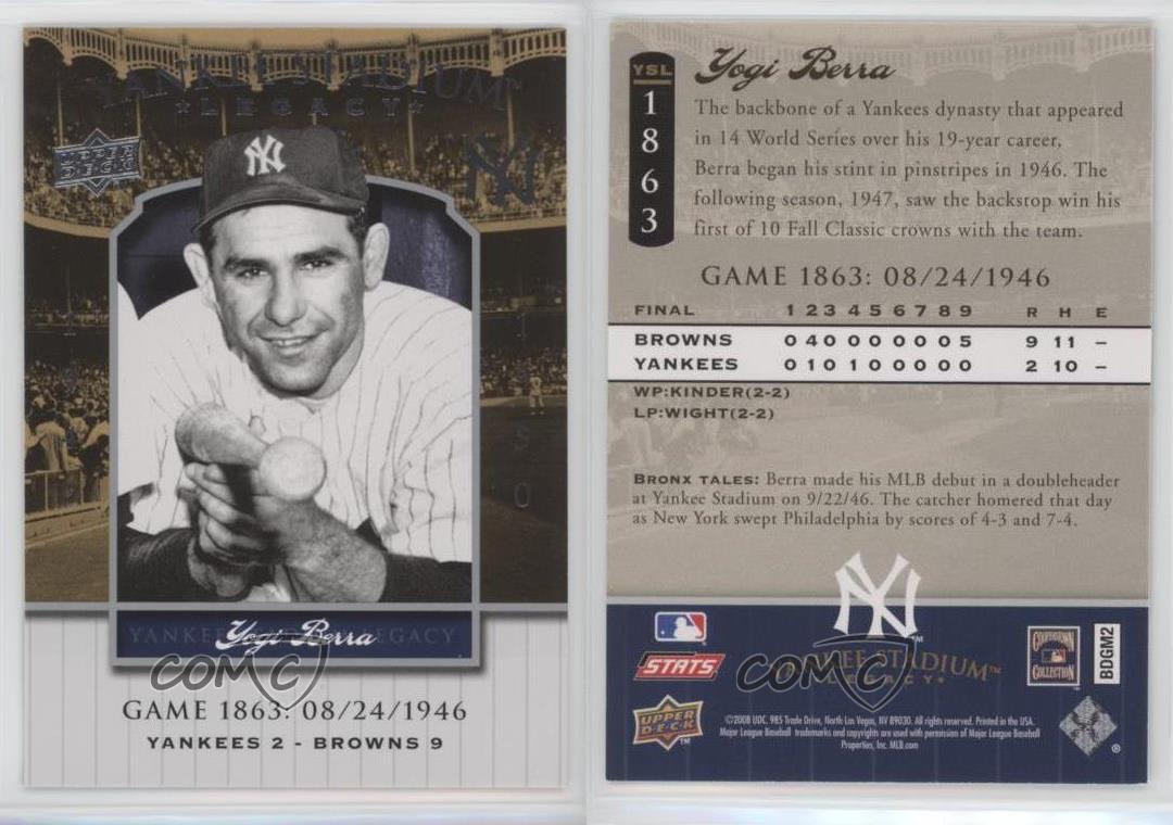 2008 Upper Deck officiel Yankee Stadium Legacy Yogi Berra #YSL1863 HOF