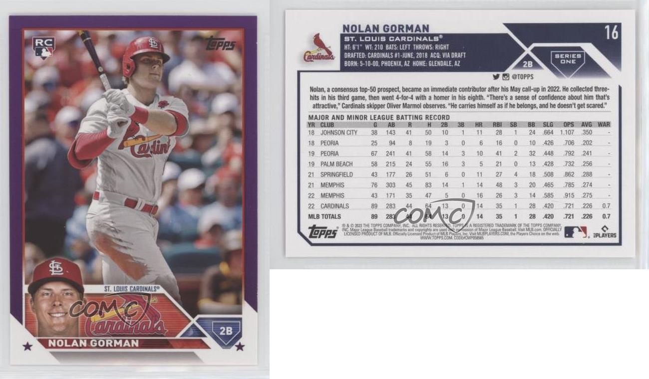 2023 Topps #16 Nolan Gorman 8 - NM/MT