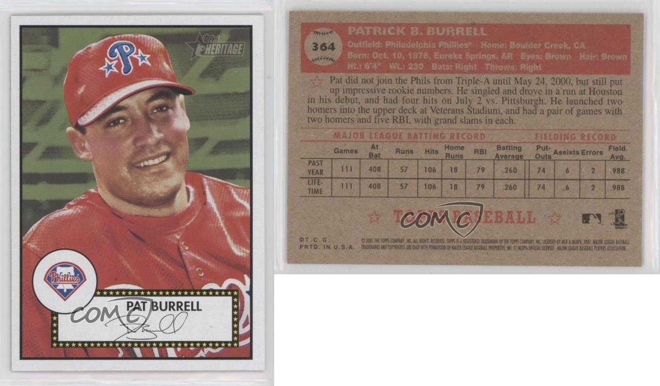 Pat Burrell Autographed 2001 Topps Heritage #364 SP at 's Sports  Collectibles Store