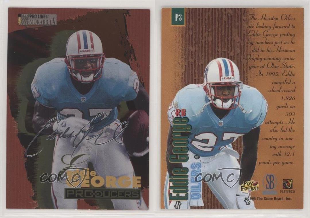 1996 Pro Line II Memorabilia Silver Foil Signature Eddie George #P3 Rookie RC - Picture 3 of 3